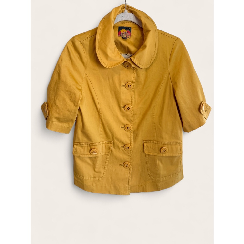 Y2K Vintage Forever 21 Yellow Peter Pan Collar Twee Short Sleeve Jacket